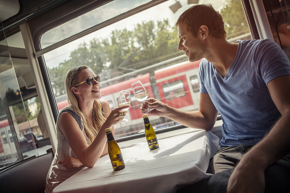 Great food and drink is often available for purchase on long train rides.