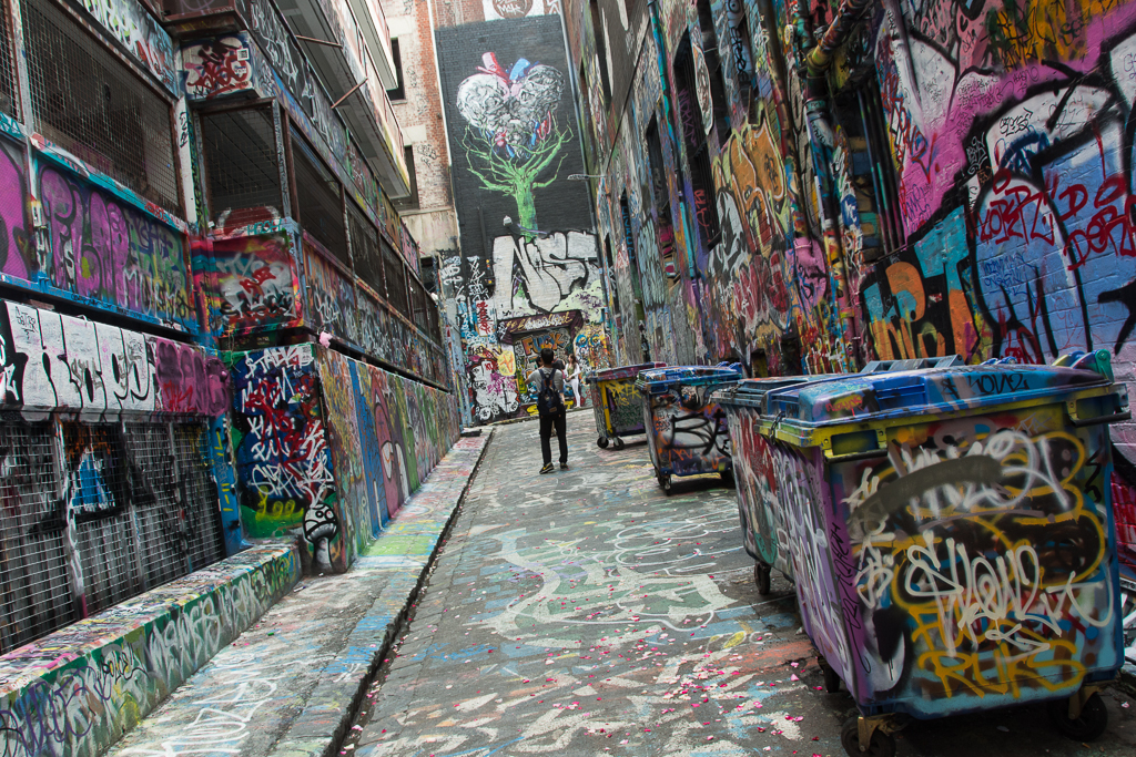 Getting lost in Melbourne’s back alleys filled with graffiti and street art.