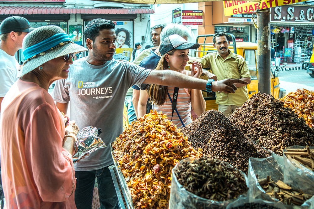 Our CEO at a spice market in Kochi.