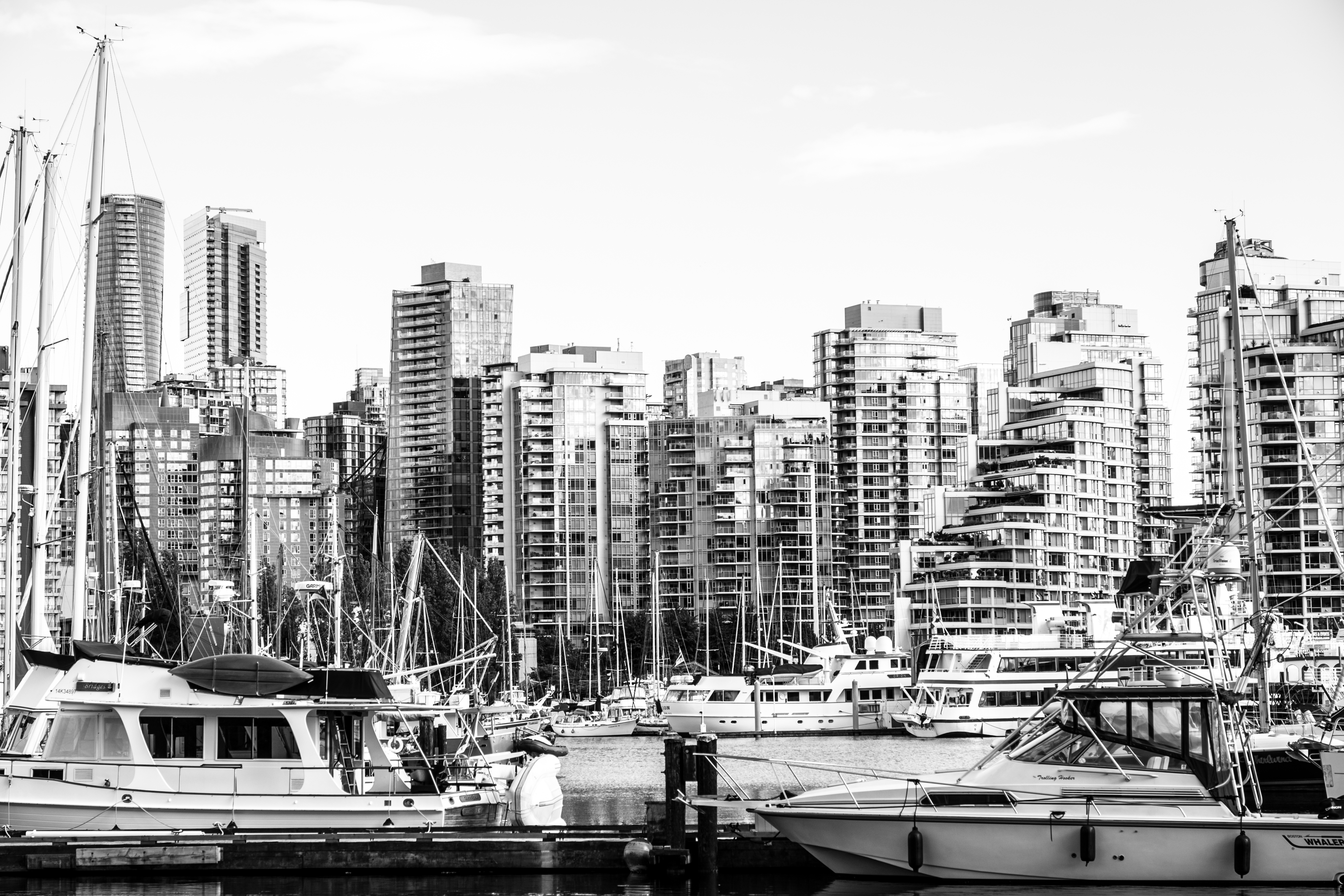 Vancouver's waterfront is dotted with many small inlets and boat docks.