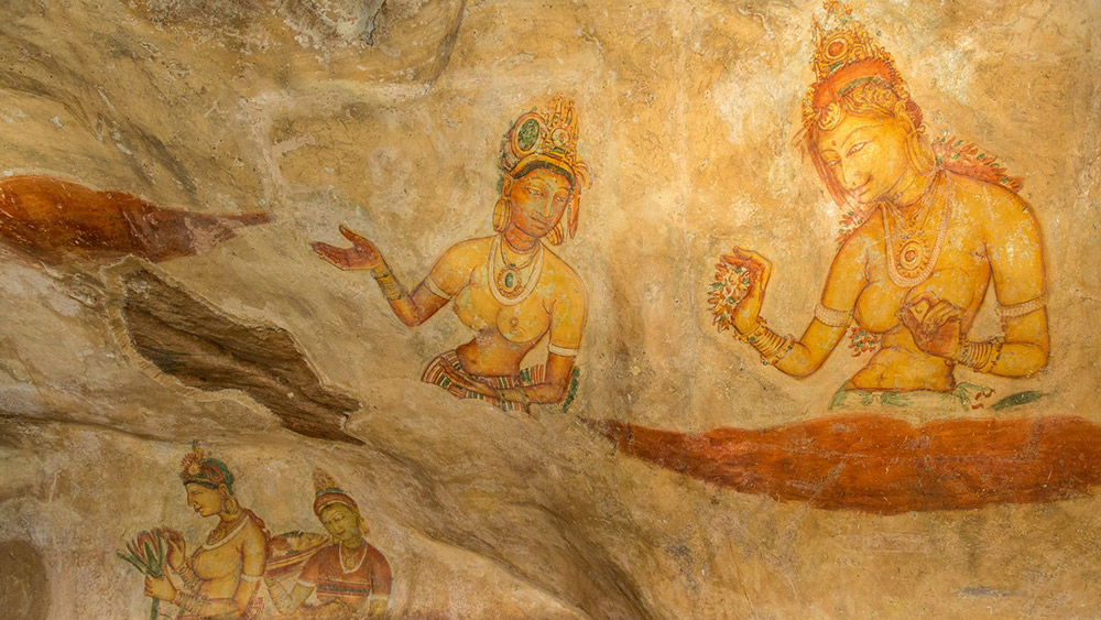 Rock paintings help to tell the story of Sigiriya.