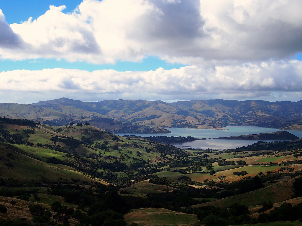 The harbour town of Akaroa.