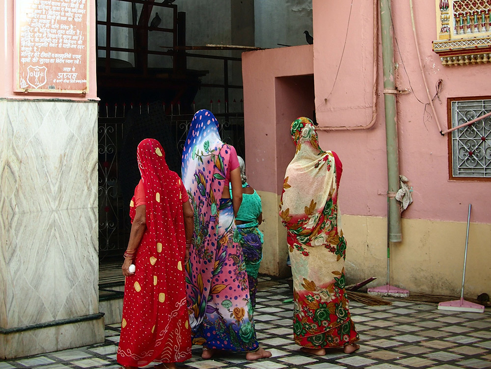 Pilgrims arrive at Karni Mata in Rajasthan.