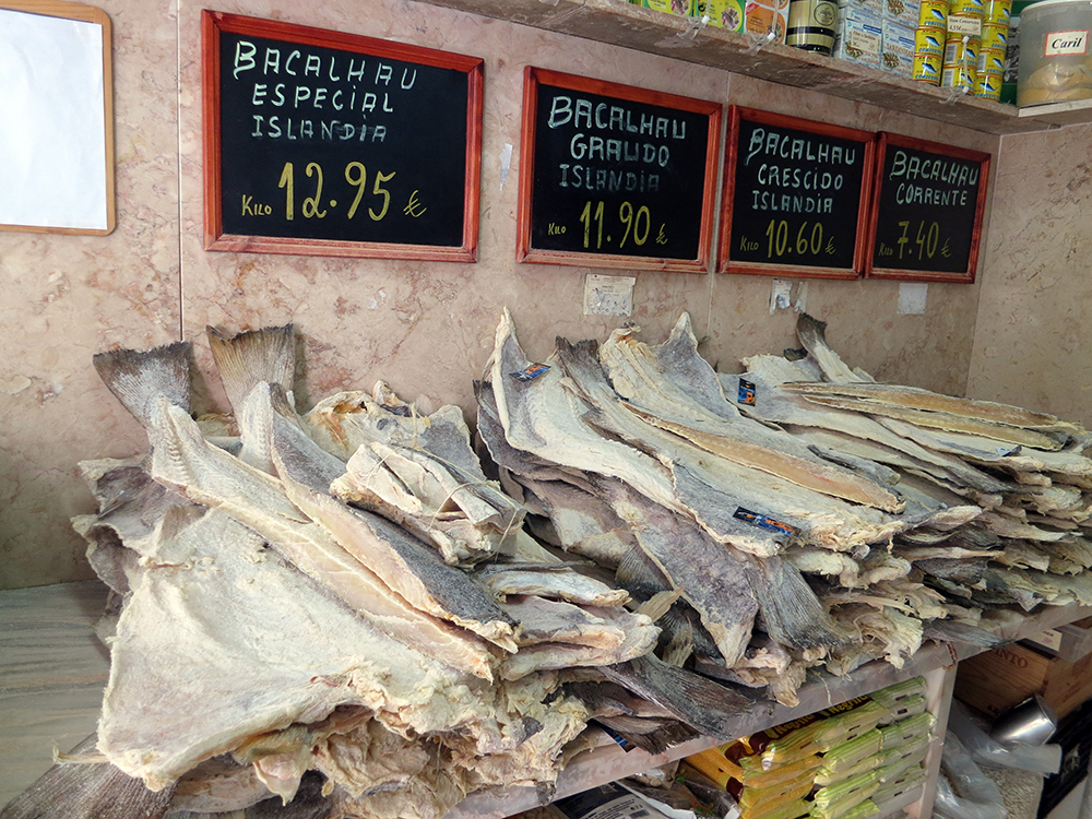 Bacalhau for sale at a market in Lisbon. Photo courtesy of Daniel Lobo.