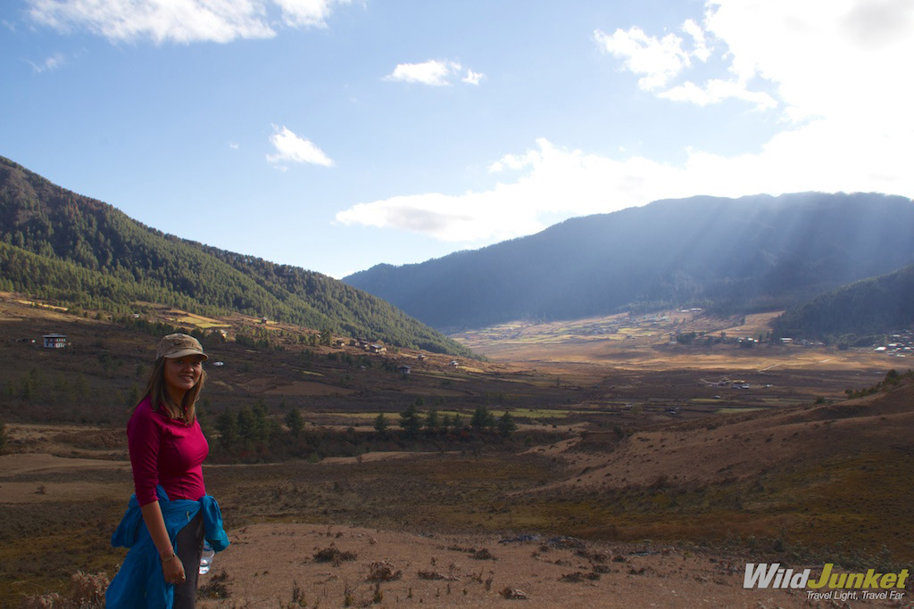 The author hiking in Phobjikha Valley.