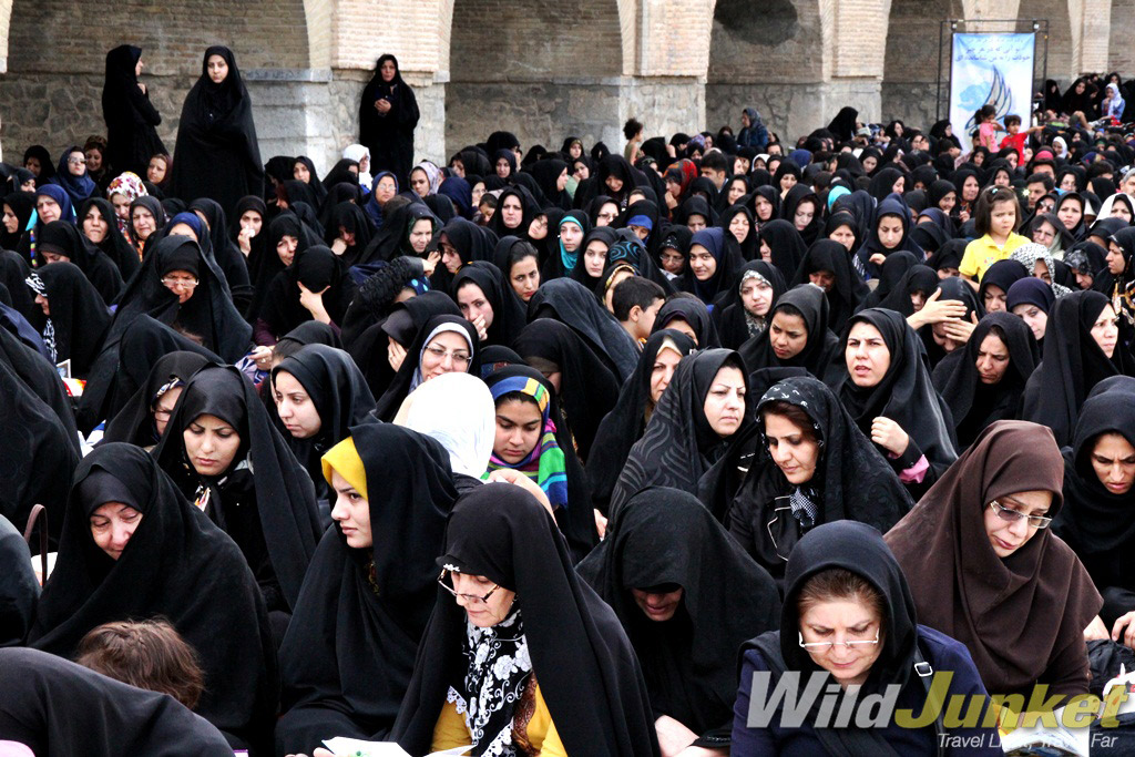 Women put on their 'chadors' and mourn in public during a religious festival in Esfahan.