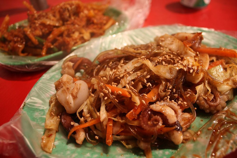 Delicious japchae noodles at Namdaemun.