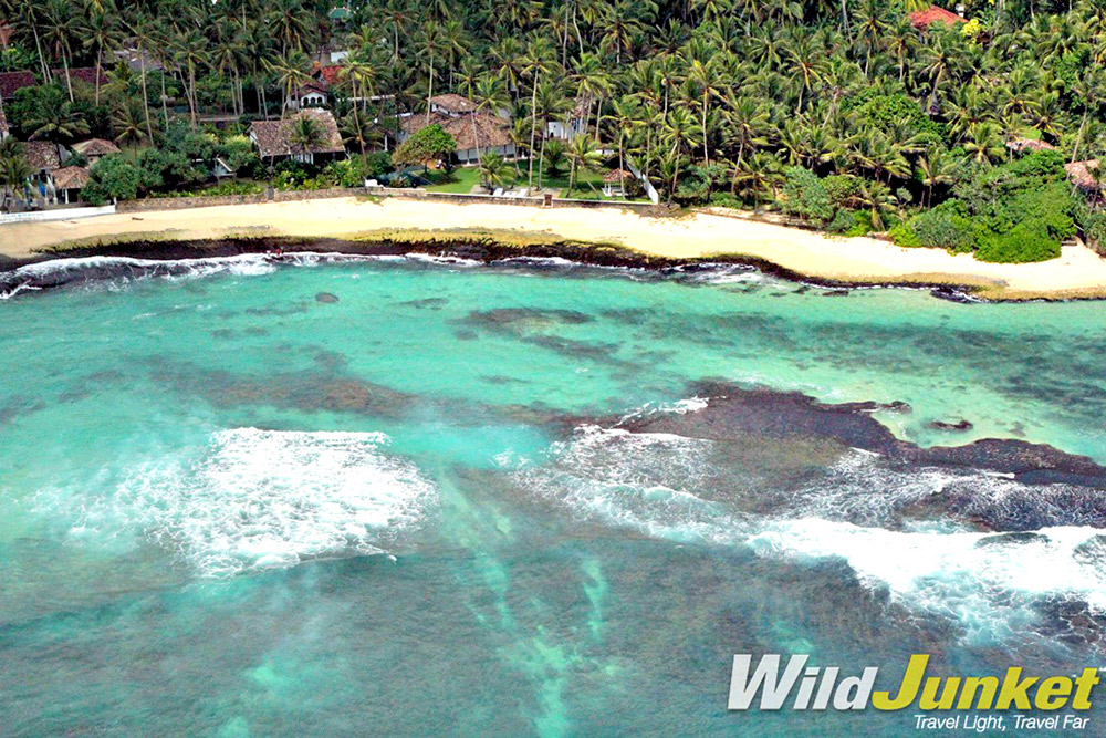 Wild, rugged beaches line the coast of Sri Lanka.