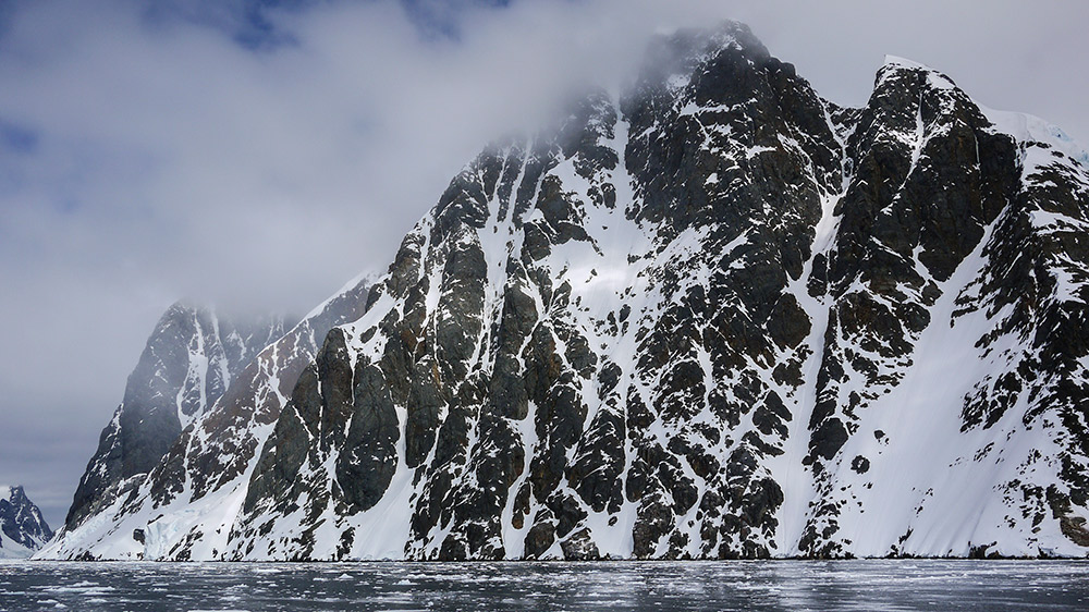 The contrast of black and white on the Vernadsky Mountains.