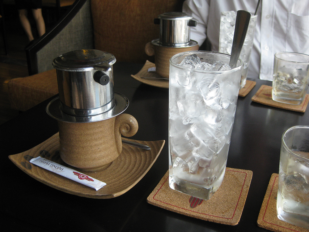 Vietnamese coffee, known as ca phe sua da, prepared in a Trung Nguyen café in Vietnam. Photo courtesy of JaulaDaArdilla