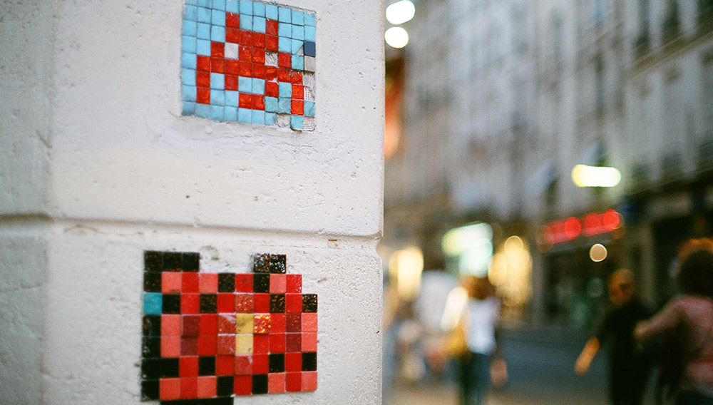 Invader takes inspiration from the 1980’s cult classic arcade game Space Invaders. Photo courtesy Yves B..