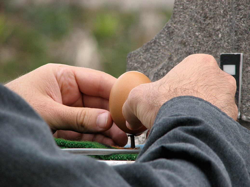 Trying to balance an egg at the equator. Photo courtesy Phillip B.