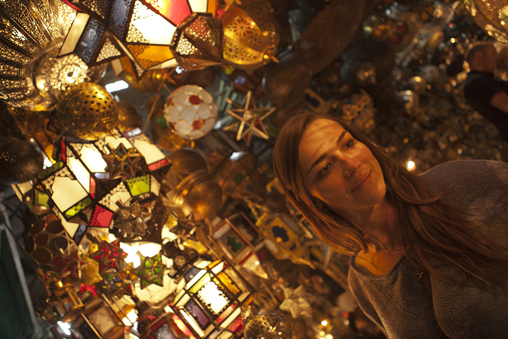 Copper lanterns are among the wares available at Morocco's many famous souks.