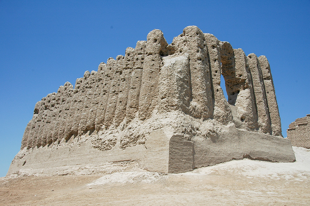 The ruins of Greater Kyz Kala, the largest of the fortress residences in Merv.