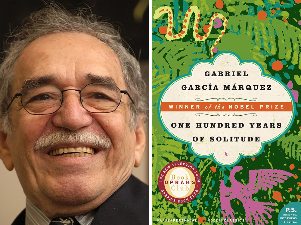 Gabriel Garcia Marquez's One Hundred Years of Solitude is celebrating its 50th anniversary this year. Photos courtesy of Wikipedia Commons/Amazon.