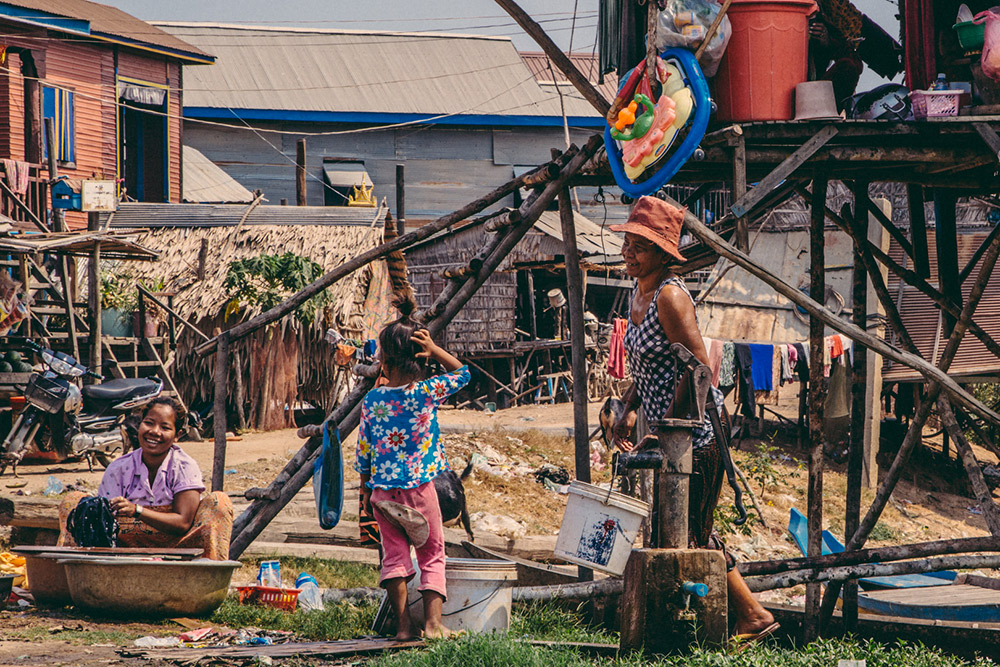 The fishing villages on Tonle Sap Lake wait for the rainy season. With no water, there is no rice production or fishing.