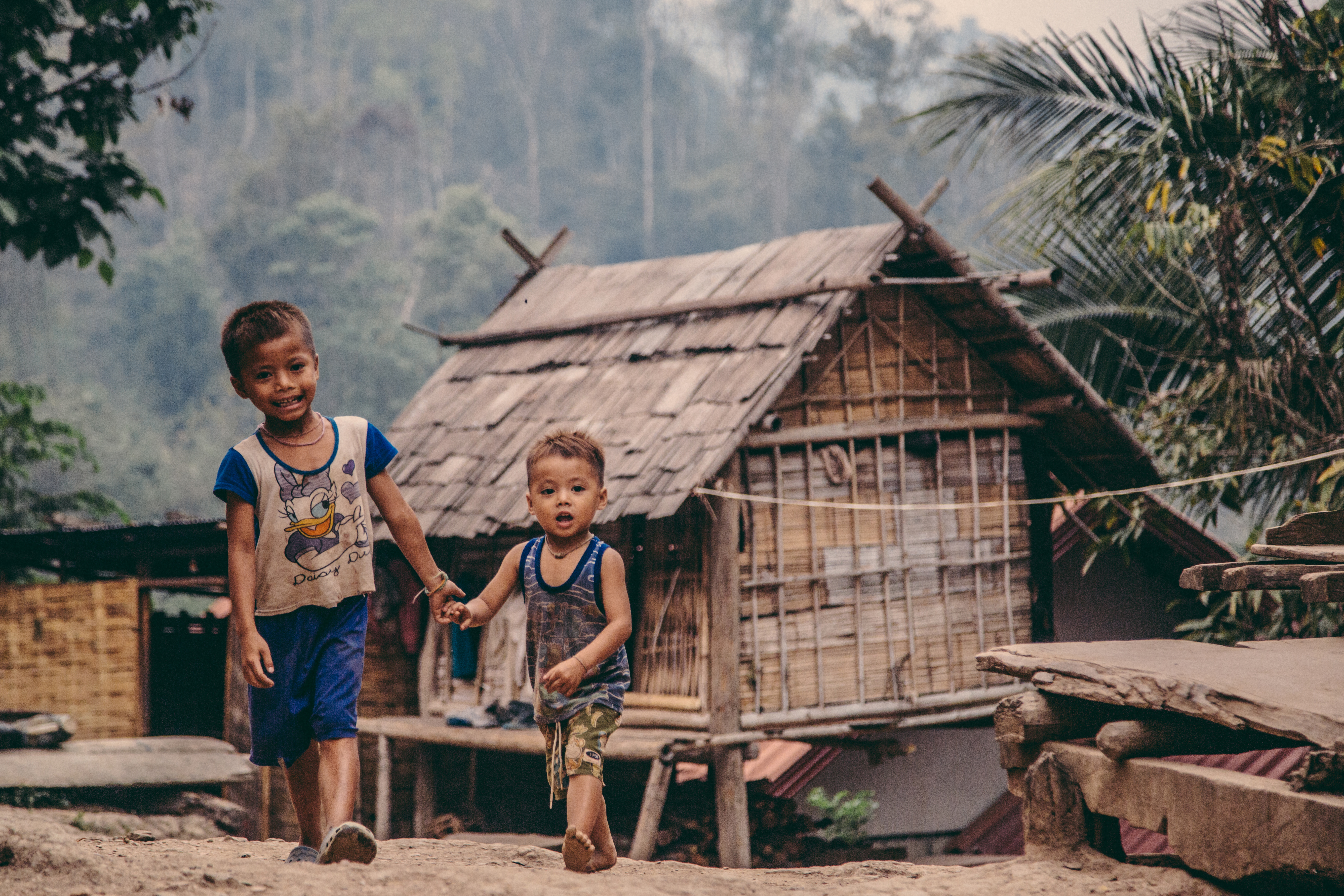 Making friends in northern Laos.