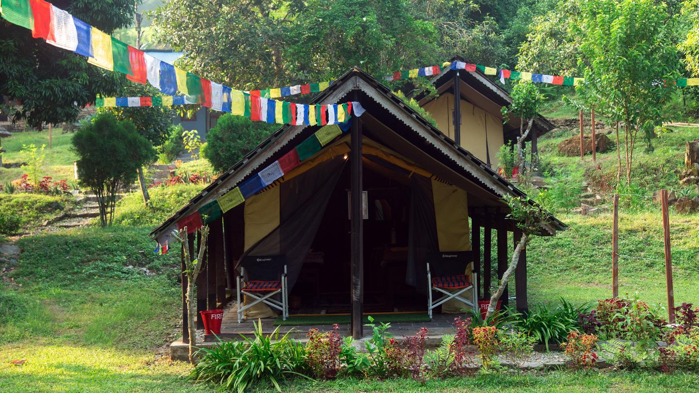 A view of the tents at Seti River Camp.